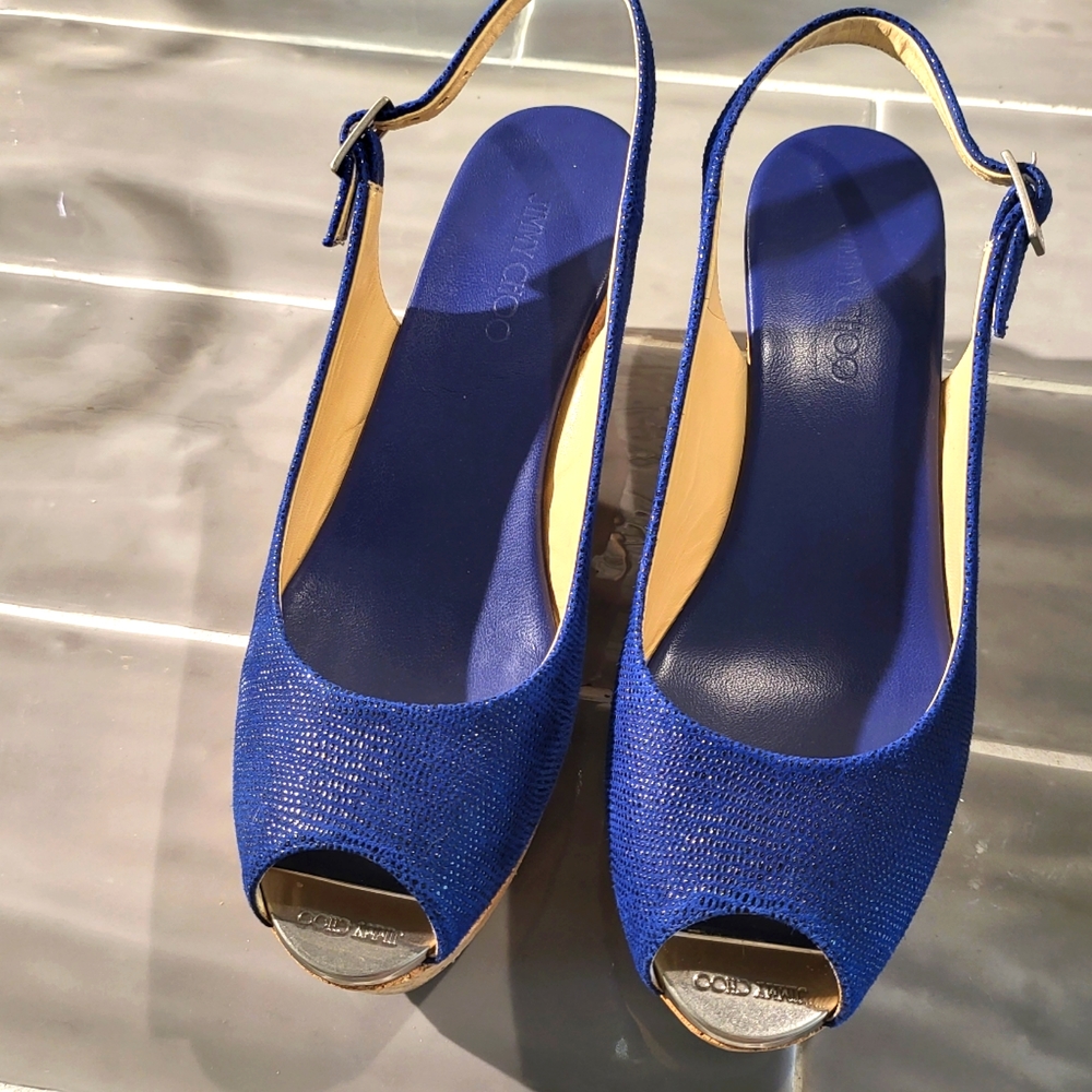 Jimmy Choo royal blue wedges